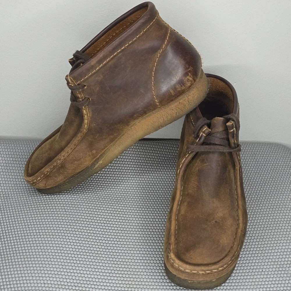 Clarks Wallabee Boot‎ Mens Dark Brown Suede Lace Up Chukkas Boots Size 8.5
